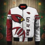 Arizona Cardinals Logo Graphic Ball Pattern Bomber Jacket – White Red