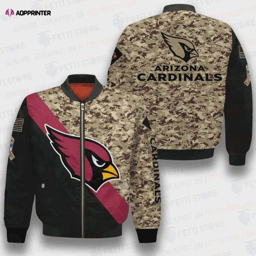 Arizona Cardinals 3D Logo Pattern Bomber Jacket – Red And Black