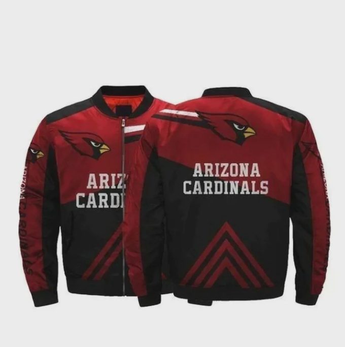 Arizona Cardinals Pattern Bomber Jacket – Black And Red