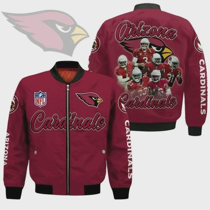 Arizona Cardinals Players Logo Pattern Bomber Jacket – Red