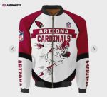 Arizona Cardinals Players Running Pattern Bomber Jacket – White And Red