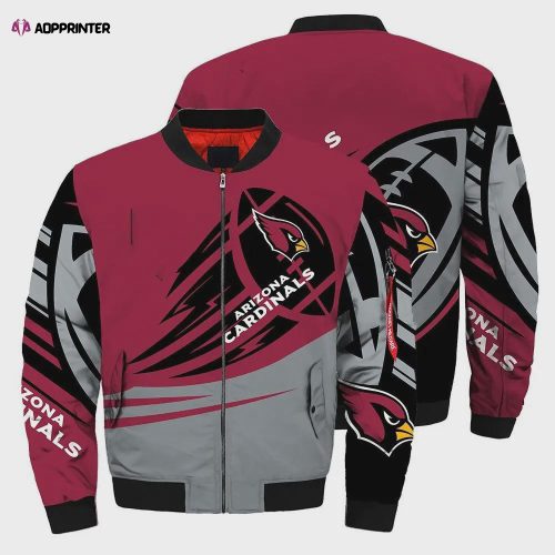 Arizona Cardinals Team Logo Pattern Bomber Jacket – Red And White