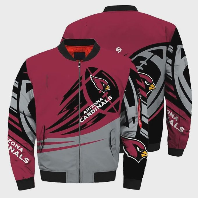 Arizona Cardinals Ultra-ball Pattern Bomber Jacket – Red Grey