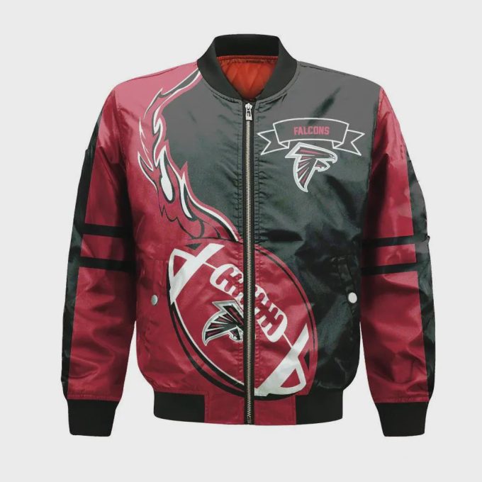 Atlanta Falcons Bomber Jacket 3D Printed Flame Ball Pattern