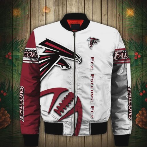 Atlanta Falcons Graphic Balls Gift Team Logo Bomber Jacket – White And Red