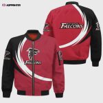 Atlanta Falcons Logo Curve Pattern Bomber Jacket – Red Black