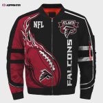 Atlanta Falcons Logo Pattern Bomber Jacket – Red And Black