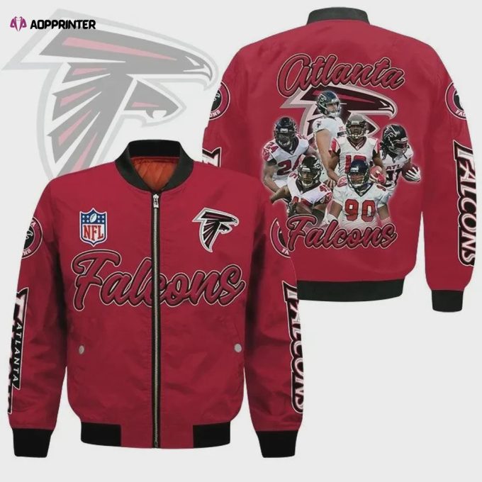 Atlanta Falcons Players Logo Pattern Bomber Jacket – Red