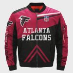 Atlanta Falcons Team Logo Pattern Bomber Jacket – Black And Red