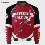 Atlanta Falcons Team Logo Pattern Bomber Jacket – Red