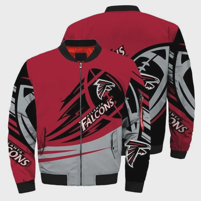 Atlanta Falcons Ultra-Ball Pattern Bomber Jacket – Red Grey