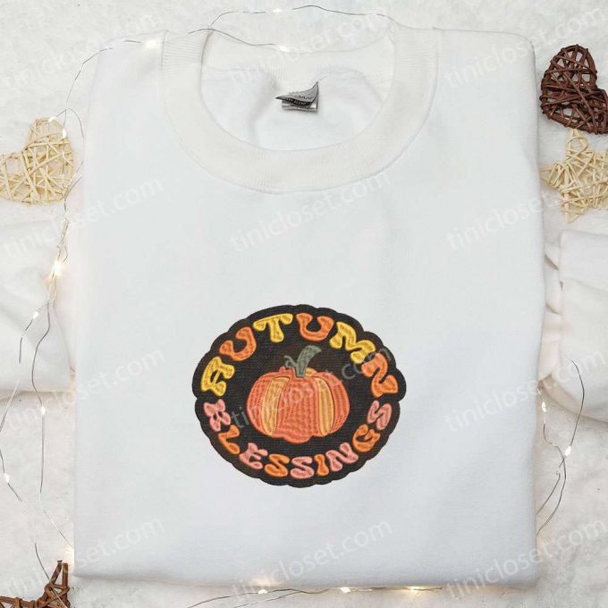 Autumn Blessings Pumpkin Embroidered Shirt & Halloween Sweatshirt: Best Halloween Gifts!