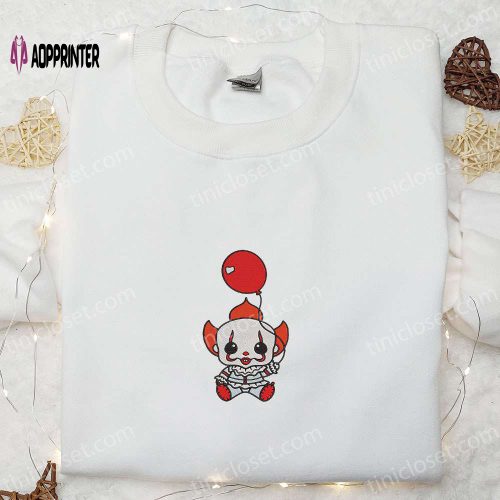 Spooky Baby Clown IT Balloon Embroidered Sweatshirt & Hoodie – Best Halloween Gift Ideas