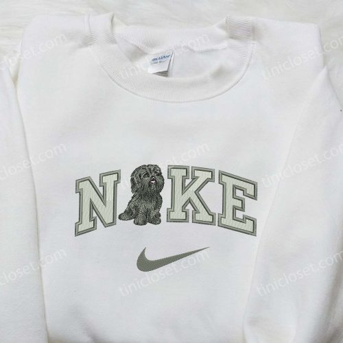 Adorable Baby Dog Nike Embroidered Shirt – Trendy Animal Embroidered Shirt