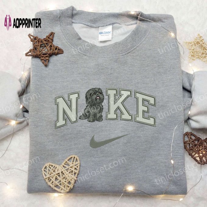 Adorable Baby Dog Nike Embroidered Shirt – Trendy Animal Embroidered Shirt