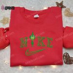 Baby Grinch x Nike Embroidered Shirt: Unique Movie Characters Design on Nike Shirt