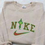 Baby Grinch x Nike Embroidered Shirt: Unique Movie Characters Design on Nike Shirt