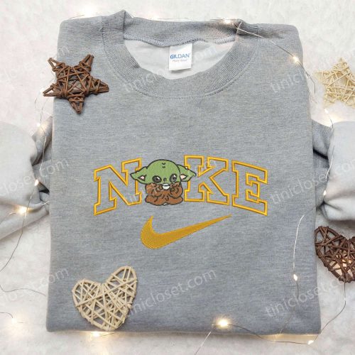 Baby Yoda Coffee x Nike Embroidered Shirt – Custom Star Wars Tee