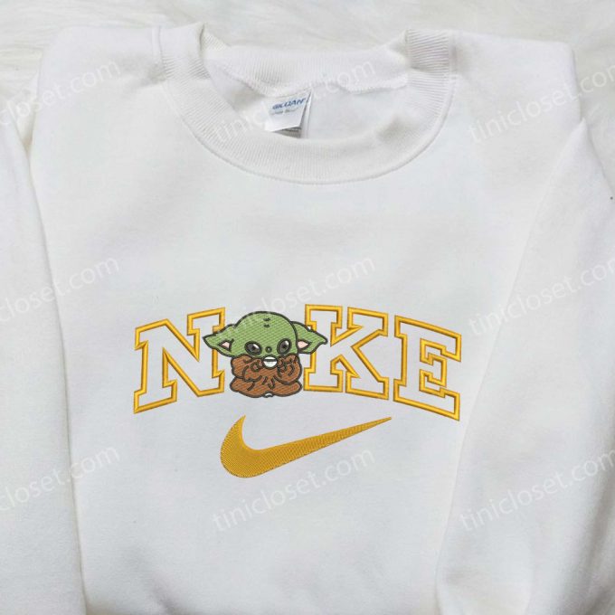 Baby Yoda Coffee x Nike Embroidered Shirt – Custom Star Wars Tee