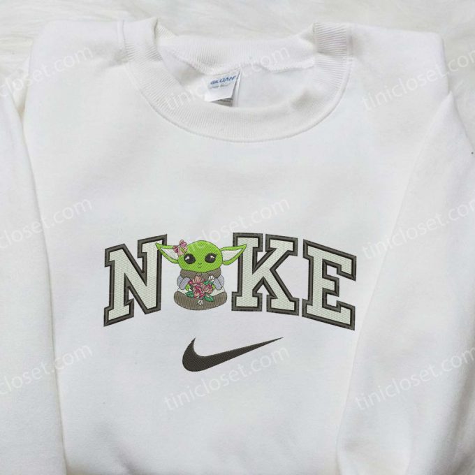 Baby Yoda Flower & Movie Cartoon Star Wars Nike Embroidered Shirt