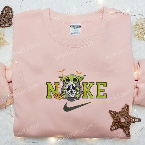 Baby Yoda Ghost x Nike Embroidered Shirt & Halloween Hoodie: Nike-Inspired Sweatshirt