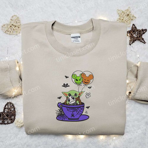 Disney Baby Yoda Jack Skellington Halloween Sweatshirt – Embroidered Balloon Hoodie & Shirt