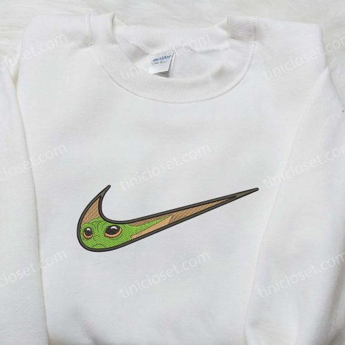 Baby Yoda Nike Swoosh Embroidered Shirt – Star Wars Inspired Nike Design