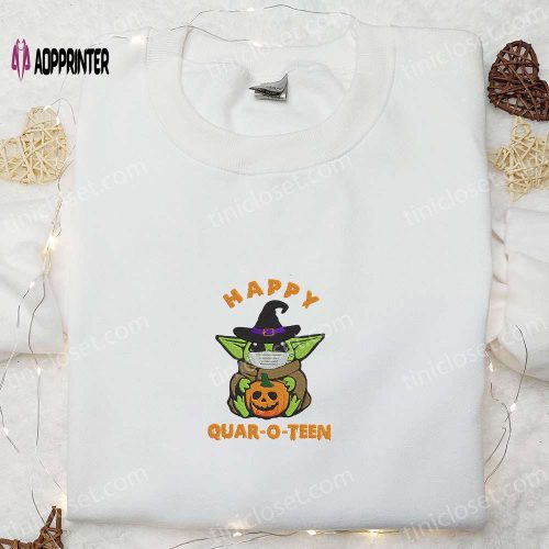 Cute Baby Yoda Pumpkin Embroidered Sweatshirt: Perfect Halloween Gift for Family