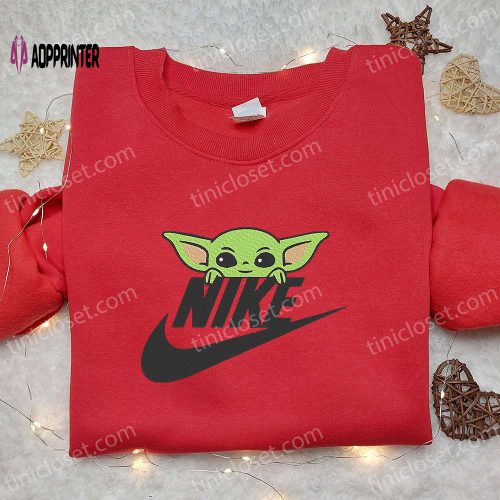 Baby Yoda x Nike Movie Embroidered Sweatshirt: Best Nike Inspired Shirt Perfect Family Gift