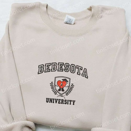 Bad Bunny Bebesota University Embroidered Sweatshirt: Back to School Shirt & Best Gift for Family