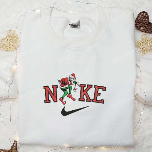 Bad Bunny Cosplay Grinch Christmas x Nike Embroidered Sweatshirt: Perfect Movie Christmas Gift