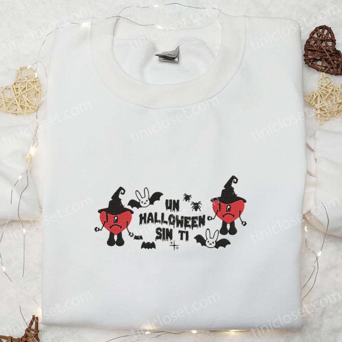 Bad Bunny Un Halloween Sin Ti Embroidered Shirt & Hoodie: Best Family Gifts for Cool Halloween