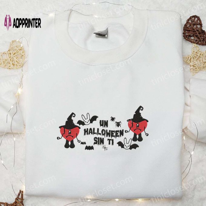 Bad Bunny Un Halloween Sin Ti Embroidered Shirt & Hoodie: Best Family Gifts for Cool Halloween