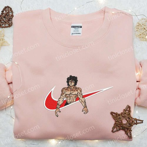 Baki Hanma x Nike Swoosh Anime Embroidered Tshirt: Perfect Nike-Inspired Gift for Family