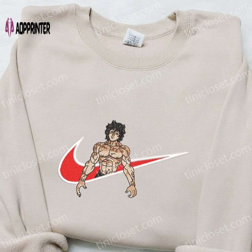 Baki Hanma x Nike Swoosh Anime Embroidered Tshirt: Perfect Nike-Inspired Gift for Family