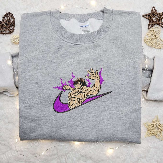 Baki x Nike Anime Embroidered Shirt: Grappler Design Customized Nike Tee