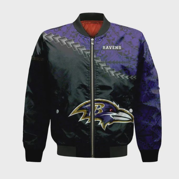 Baltimore Ravens Bomber Jacket 3D Printed Grunge Polynesian Tattoo