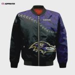 Baltimore Ravens Bomber Jacket 3D Printed Grunge Polynesian Tattoo