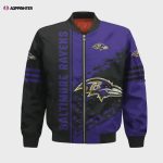 Baltimore Ravens Bomber Jacket 3D Printed Logo Pattern In Team Colours