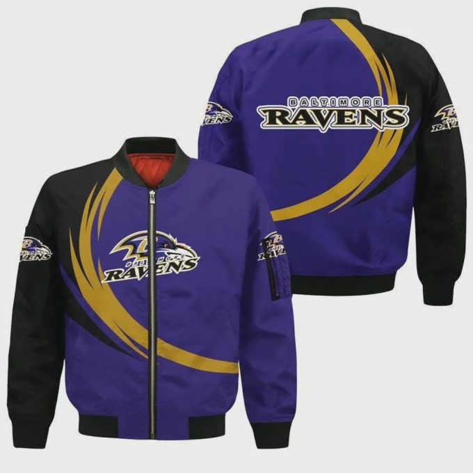 Baltimore Ravens Curve Pattern Bomber Jacket – Purple Black