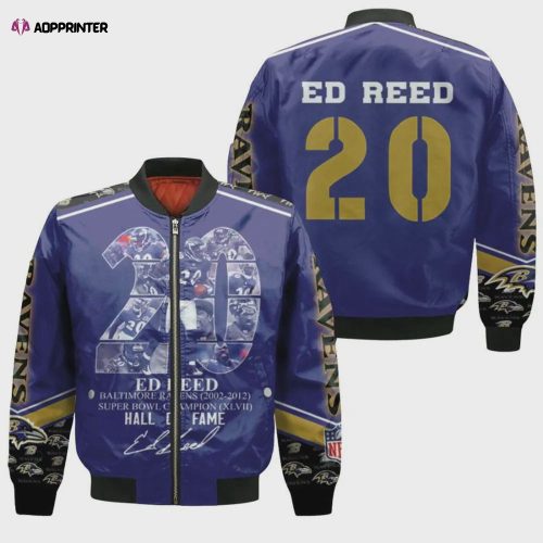 Baltimore Ravens Ed Reed Pattern Bomber Jacket – Navy Blue