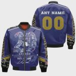 Baltimore Ravens Ed Reed With Custom Name Number Bomber Jacket – Blue