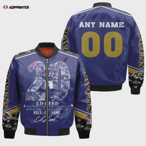 Baltimore Ravens Ed Reed Pattern Bomber Jacket – White