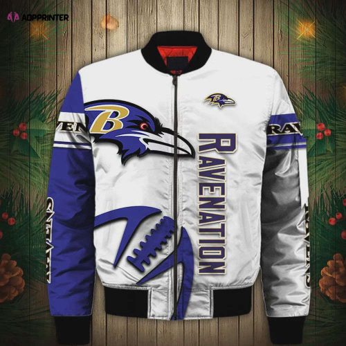 Baltimore Ravens Fire Ball Pattern Bomber Jacket – Purple Yellow