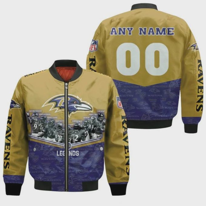 Baltimore Ravens Legends Champions With Custom Name Number Bomber Jacket