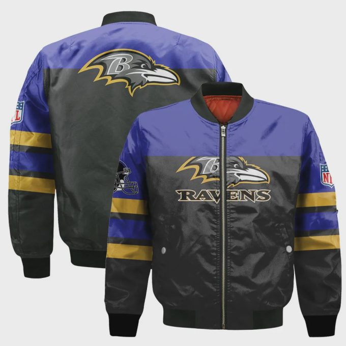 Baltimore Ravens Logo NFL 2024 Unisex Bomber Jacket V8