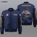 Baltimore Ravens Logo Pattern Bomber Jacket – Navy Blue