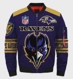 Baltimore Ravens Logo Pattern Bomber Jacket – Purple