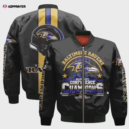 Baltimore Ravens Logo Pattern Bomber Jacket – Black