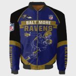 Baltimore Ravens Players Running Pattern Bomber Jacket – Blue